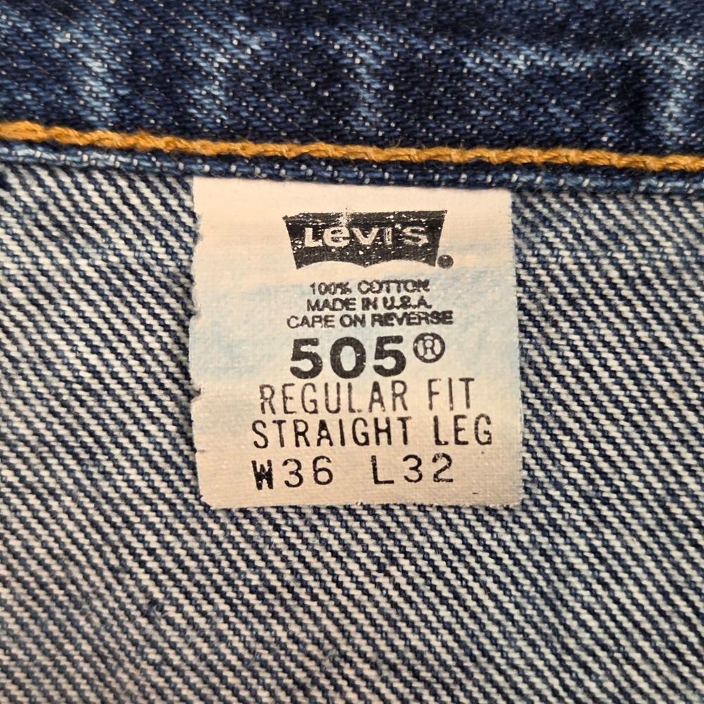 Vtg Y2K Levi's 505 Jeans Mens 36x32 Blue Made in USA Straight Leg Denim 2000 - Picture 5 of 16